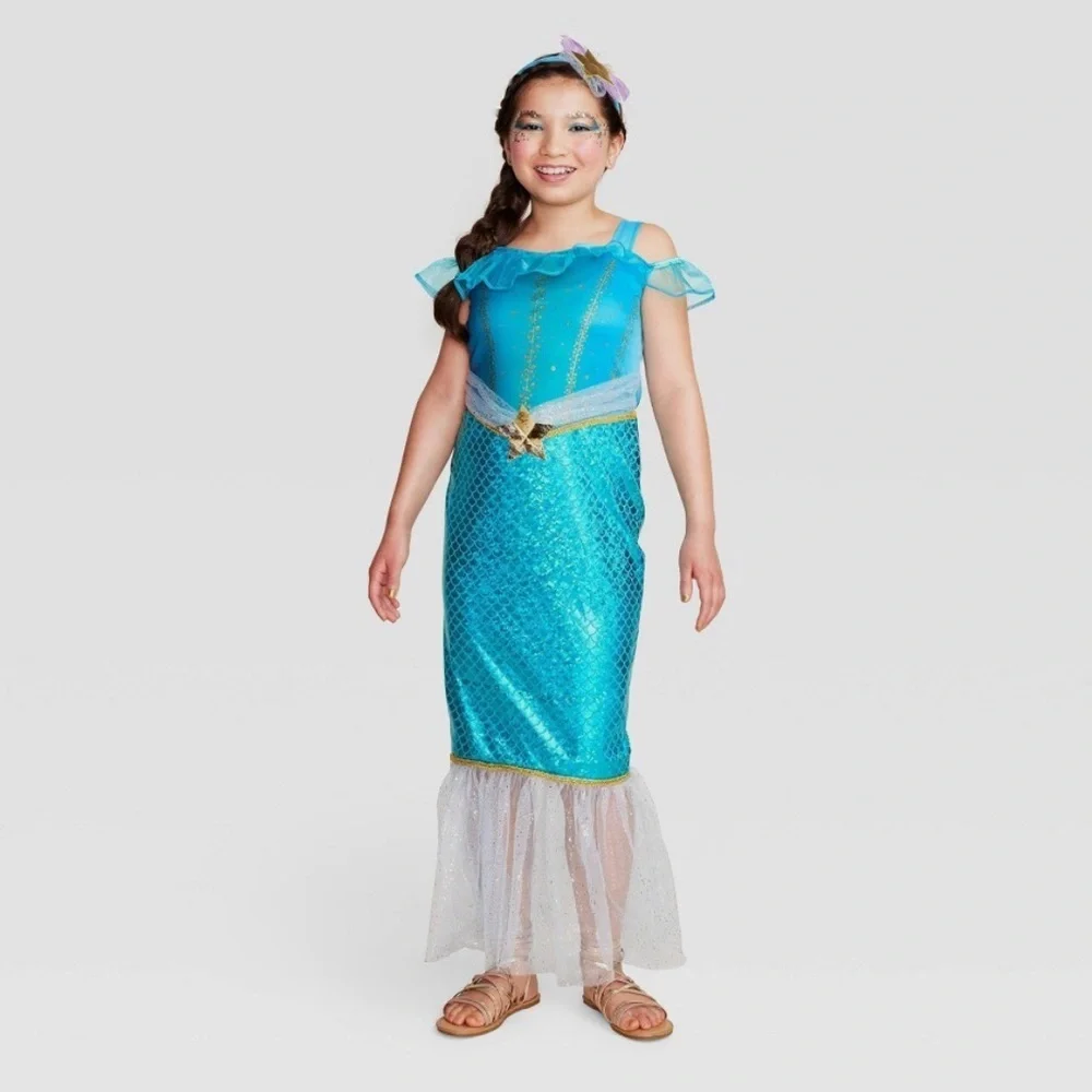 NWT Kids Hyde & Eek Mermaid Halloween Costume Dress with Headpiece - 8-10 Medium